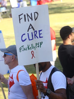 Members of the community participate in the 31st AIDS walk starting from Ruth Hardy Park in Palm Springs, on October 21, 2017. The event was organized by Desert AIDS Project. 