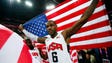 Aug 12, 2012: LeBron James (6) celebrates with an American