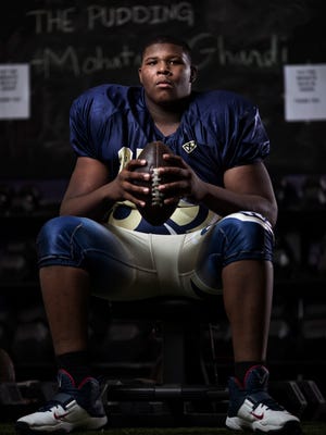 Kiyaunta Goodwin, 14, has already grown an inch to stand six feet and seven inches since summer started. Through training and adjustments to his diet at Aspirations Fitness Institution, he’s down from 370 to 360 pounds. With offers from top football programs already pouring in, the young man will just be a freshman next year at Holy Cross in Louisville, Kentucky. June 19, 2018