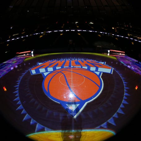NEW YORK, NY - DECEMBER 4:  A general view of the New York Knicks logo before a game against the Sacramento Kings on December 4, 2016 at Madison Square Garden in New York City, New York. NOTE TO USER: User expressly acknowledges and agrees that, by downloading and/or using this photograph, user is consenting to the terms and conditions of the Getty Images License Agreement. Mandatory Copyright Notice: Copyright 2016 NBAE (Photo by   Nathaniel S. Butler/NBAE via Getty Images)