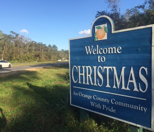 Nestled between Titusville and Orlando on State Road 50, Christmas, Florida, is in ZIP code 32709.