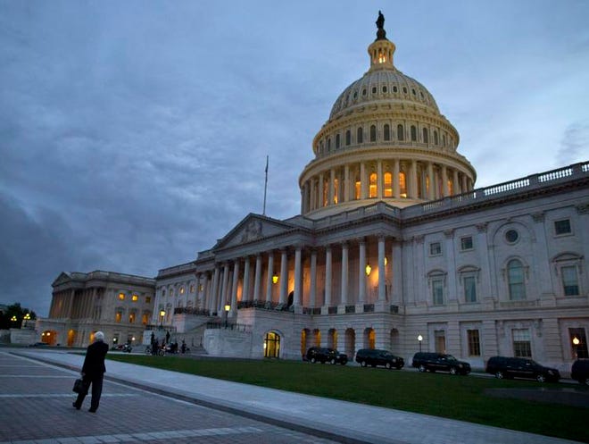 
U.S. Capitol building at dusk in Washington.
