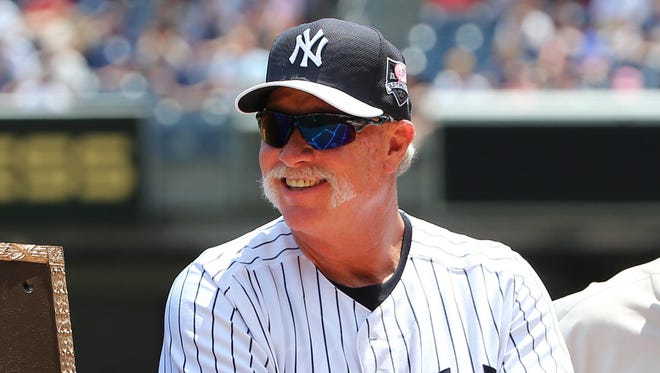 Jun 22, 2014; Bronx, NY, USA;  Former New York Yankee Rich Goose Gossage (54) during the Monument Park Ceremony on Old Timers Day at Yankee Stadium. Mandatory Credit: Anthony Gruppuso-USA TODAY Sports ORG XMIT: USATSI-167560 ORIG FILE ID:  20140622_mjm_ag9_014.JPG