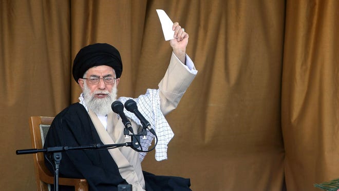 Iranian supreme leader Ayatollah Ali Khamenei delivers a speech in his tour to the city of Semnan,155 miles east of Tehran, Iran, on Nov. 8, 2006.