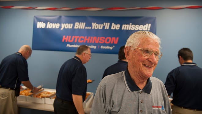 Bill Hansen at his 2014 retirement party at Hutchinson Plumbing, Heating and Cooling in Cherry Hill. When he turned 100 on Monday, Hansen requested to go back to work for the day.