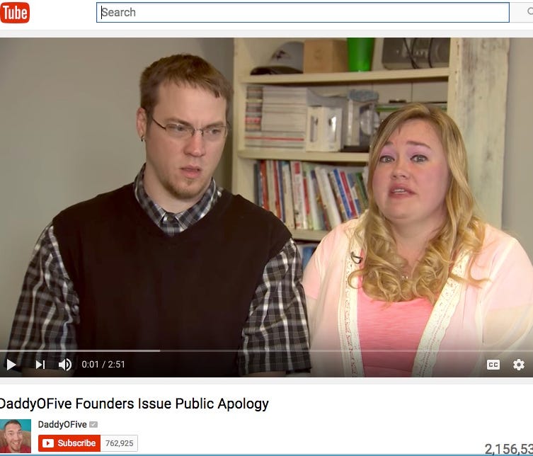 Mike and Heather Martin apologize on their YouTube channel 'DaddyOFive.'