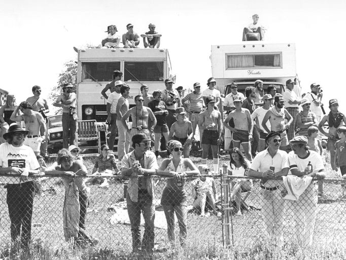 Fans watch the Watkins Glen Grand Prix in this 1978