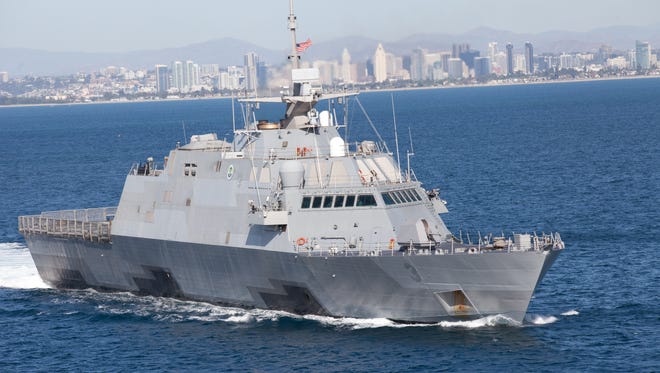 The USS Fort Worth left San Diego on Monday for a 16-month deployment to the Far East. The ship was built at Marinette Marine Corp. in Marinette.