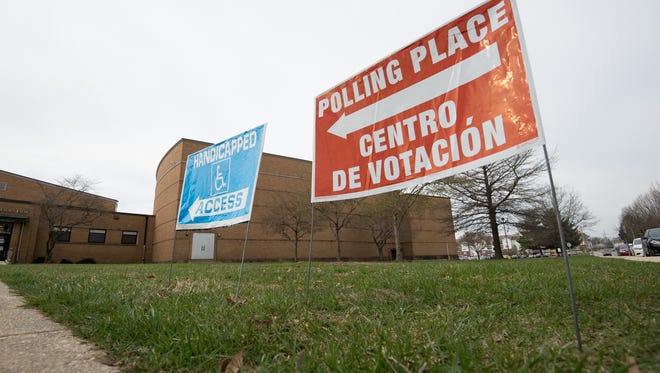 A polling location at Newark High School.