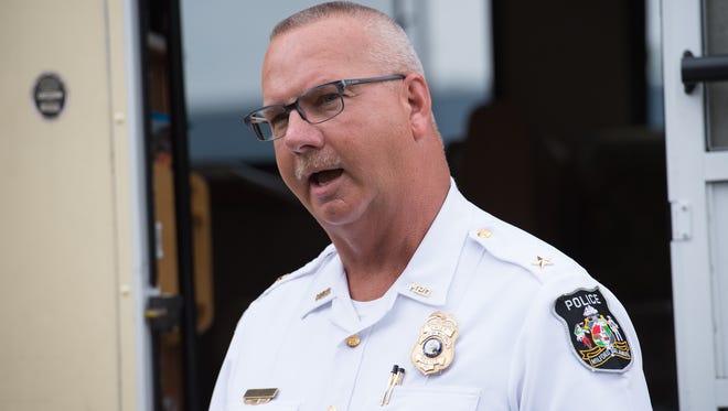 Kenneth Brown, Milford's Chief of Police, gives his remarks at the opening of Brandywine Counseling & Community Services (BCCS) new treatment center in Milford that will offer assistance to people struggling with opioid addiction.