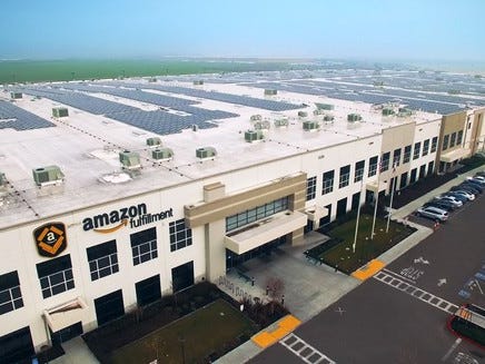 A sprawling Amazon fulfillment center.