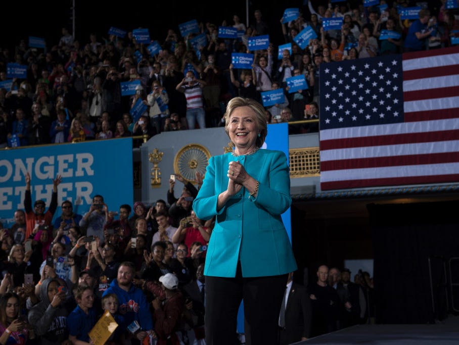 Hillary Clinton campaigns Nov. 6, 2016, in Cleveland.
