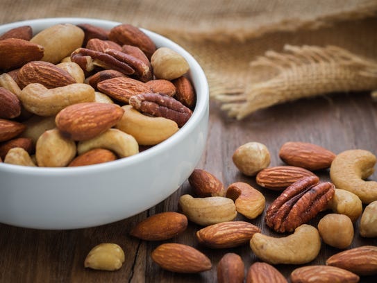 Foods such as nuts can help replenish salt lost during