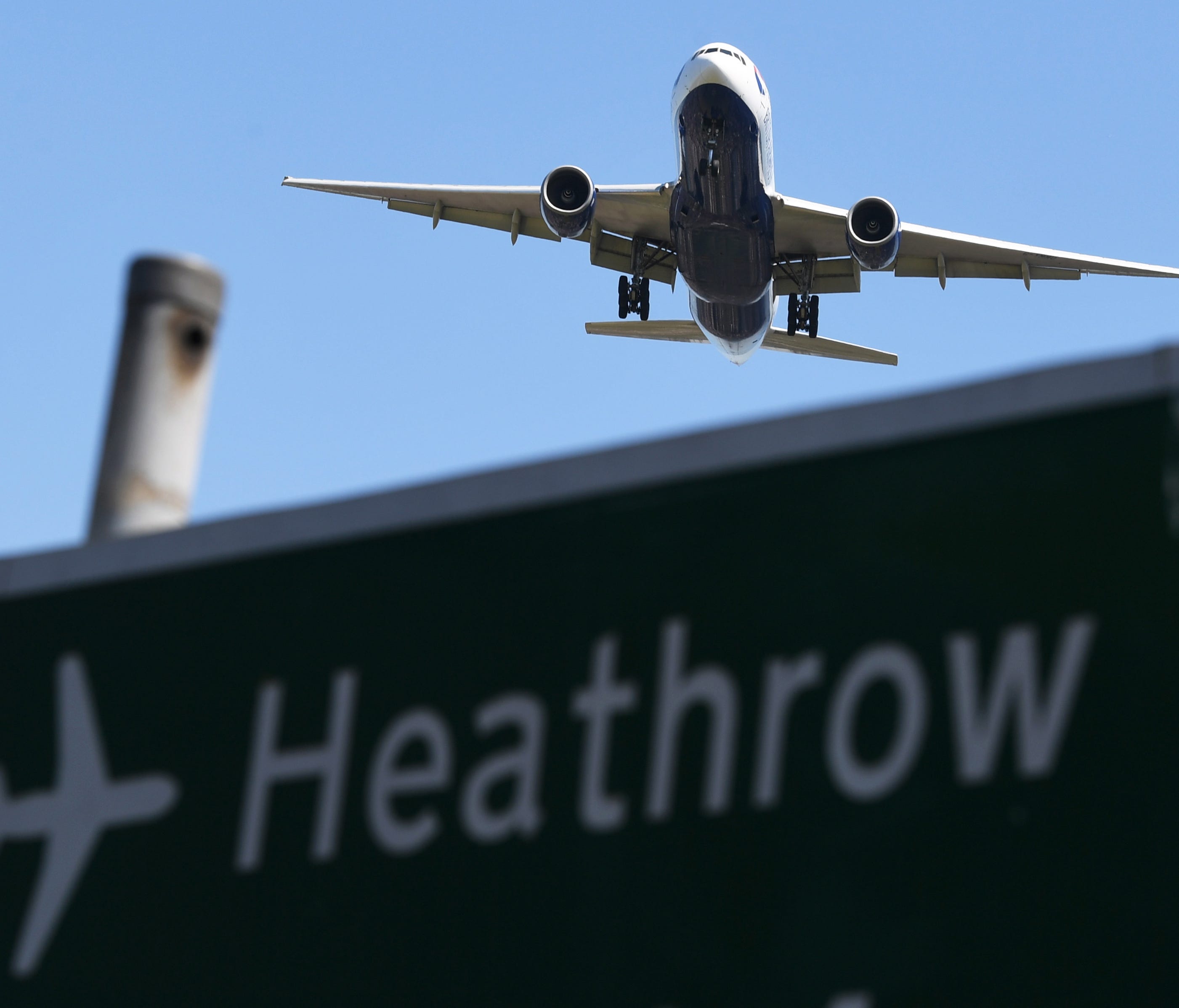 A plane comes into land at London's Heathrow Airport on June 25, 2018.