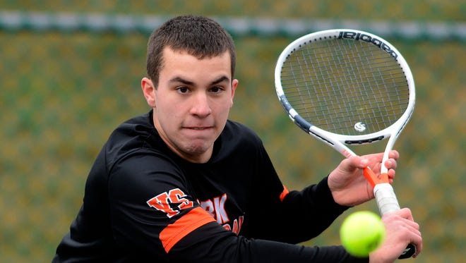 York Suburban's Drew Thompson, seen here in a file photo, earned a straight-set singles win vs. Delone Catholic on Tuesday. YORK DISPATCH FILE PHOTO