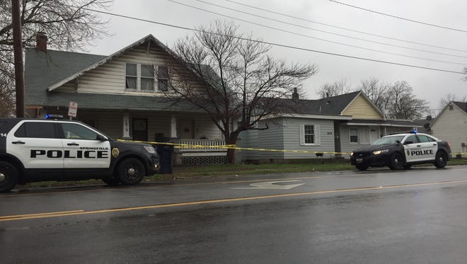 Springfield police investigate a suspicious death Sunday, April 1, 2018, in the 1000 block of East Commercial Street.