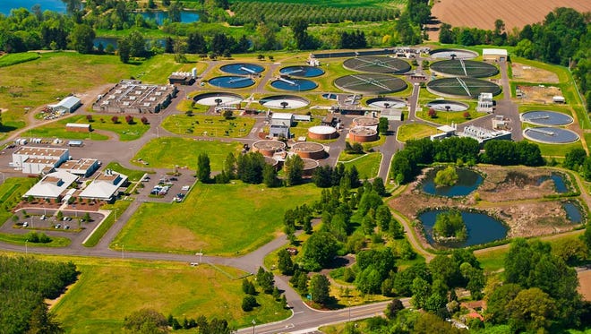 An aerial view of the Willow Lake Wastewater Treatment Facility where over 30 million gallons of water is treated every day.