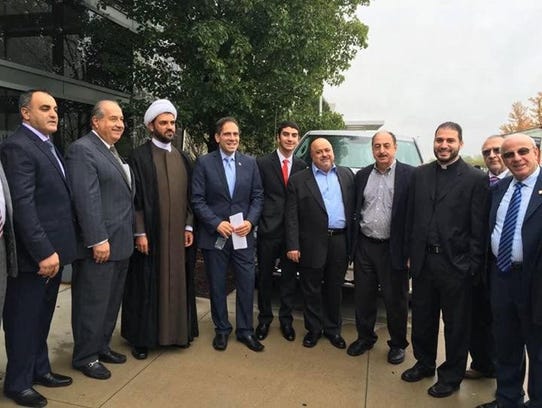 Iraqi-American and Lebanese-American leaders at rally