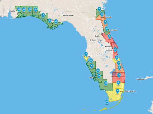 Unprovoked shark attacks in Florida from 1882 to 2013.