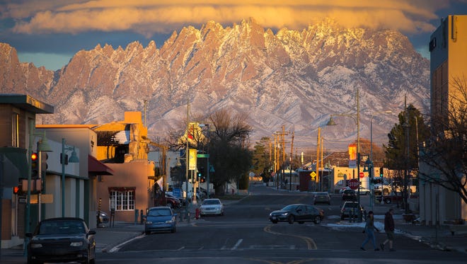 The Organ Mountains appear in all their glory in this photo taken from Las Cruces Avenue in downtown Las Cruces.