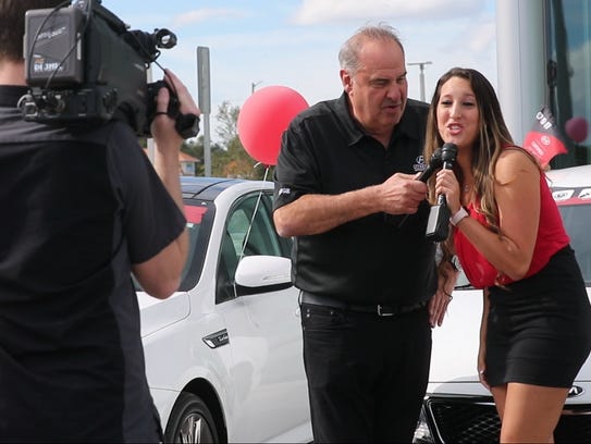 Andrea Cervantes, of Cape Coral, auditioned with Billy Fuccillo for the TV commercial star spot. Finalists gave auditions with Fuccillo in Port Charlotte. They auditioned 18 women for the spot. The girls all had to say HUGE at the end of every take. HUGE is Fuccilo's catchphrase