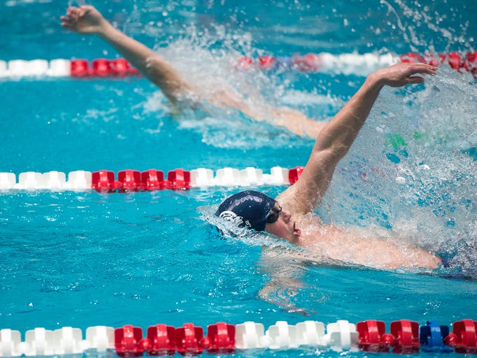 Chambersburg's Avery Barley swims the boys backstroke
