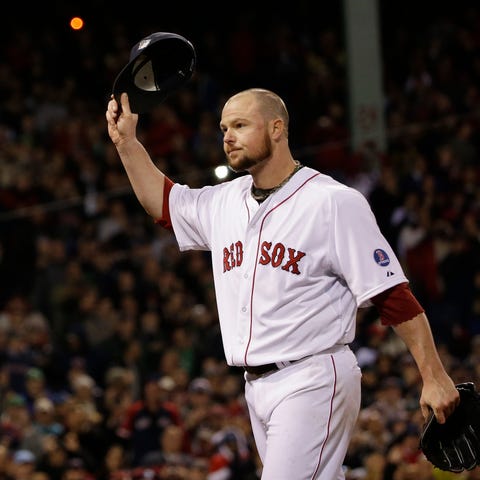 FILE - Boston Red Sox starting pitcher Jon Lester 