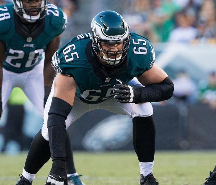 Sep 25, 2016; Philadelphia, PA, USA; Philadelphia Eagles tackle Lane Johnson (65) in action against the Pittsburgh Steelers at Lincoln Financial Field. The Philadelphia Eagles won 34-3. Mandatory Credit: Bill Streicher-USA TODAY Sports