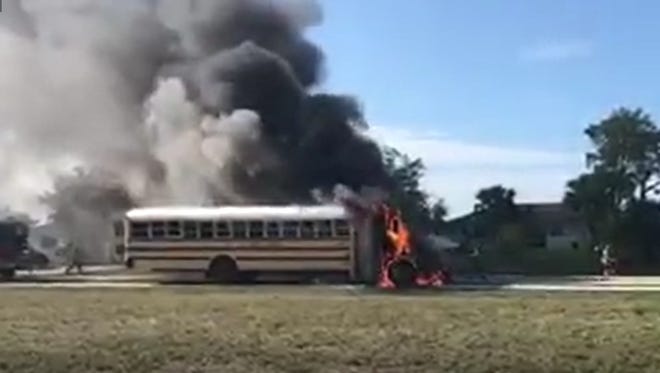 The Cape Coral Fire Department responded to a school bus fire on Friday, April 27, 2018. No students were harmed.