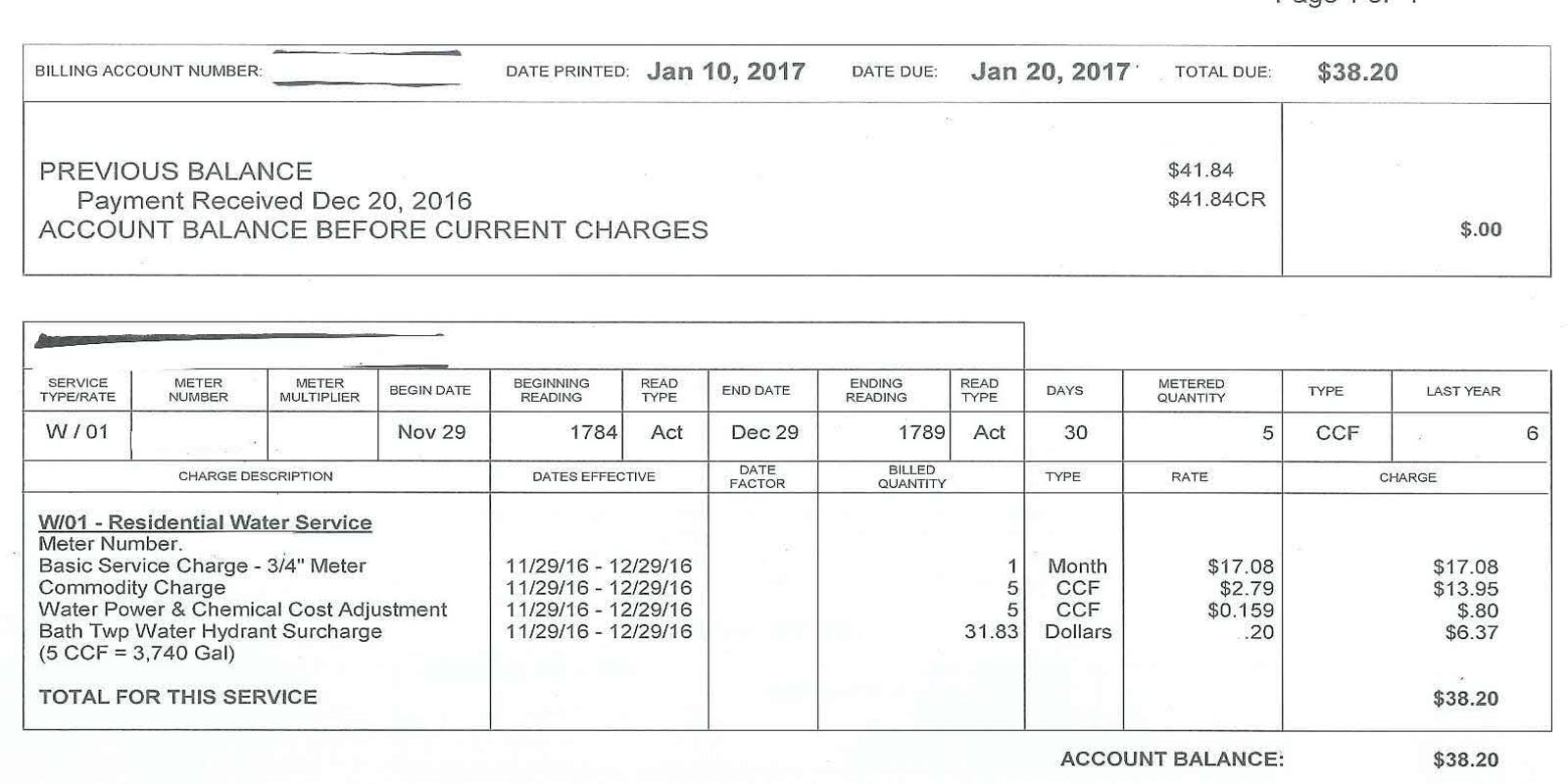 How to read your water bill