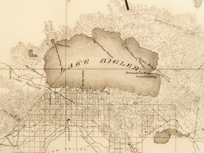 California Nevada Survey Map (detail), 1863, Ink on