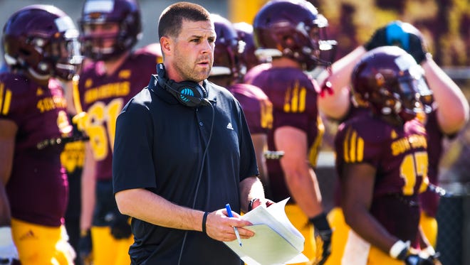 Offensive coordinator Billy Napier during Arizona State spring football practice.