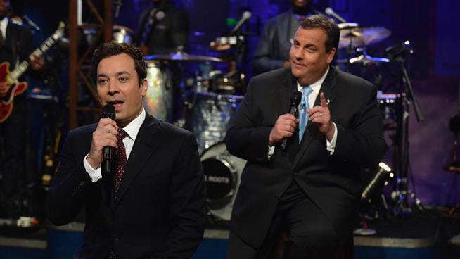 Gov. Chris Christie with Jimmy Fallon in June 2013. (Getty Images)