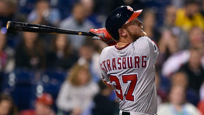 Nationals ace Stephen Strasburg hit the second homer of his career Friday night in a win over the Phillies.