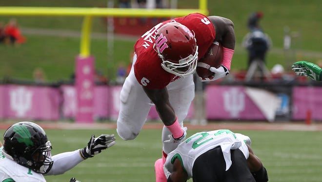 Indiana running back Tevin Coleman carries the ball against North Texas.