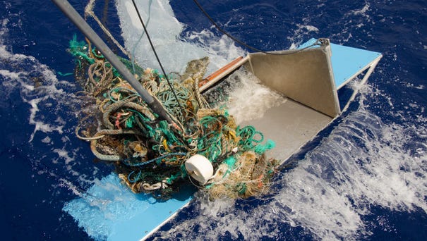 Floating debris in the Great Pacific Garbage...