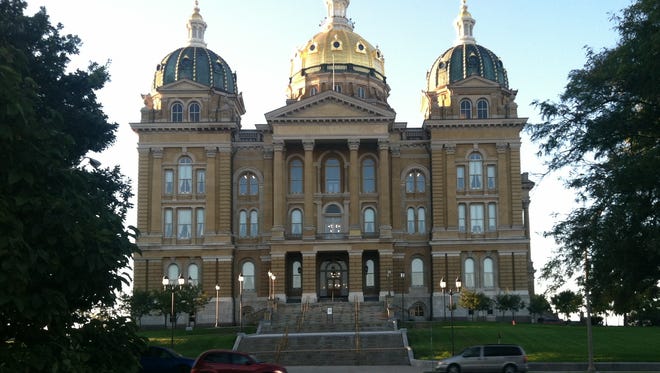 The north side of the Iowa Capitol along Grand Avenue in Des Moines.