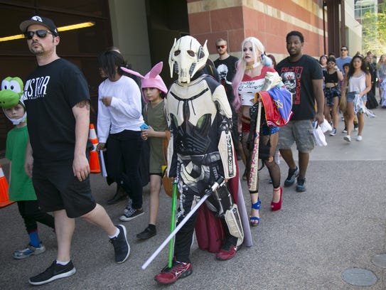 Dressed as General Grievous from Star Wars an individual