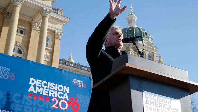 Franklin Graham kicked off his 2016 Decision America Tour in Des Moines, Iowa.