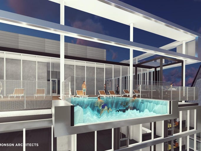 glass skyscraper pool