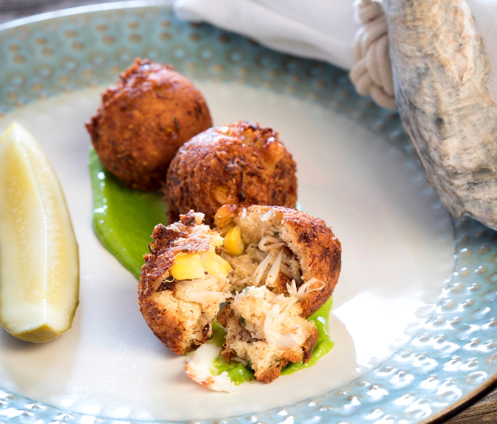 The crab hush puppies served at the Georgia Sea Grill in St. Simons Island, Ga., take the humble hush puppy to a new level.