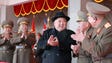 North Korean leader Kim Jong-Un, dressed in black,