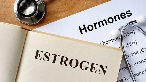 The main female sex hormones, estrogen and progesterone, are produced by a woman’s ovaries, but they also produce male hormones including testosterone.