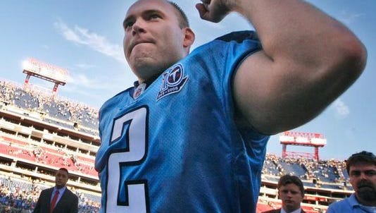 Tennessee Titans' Rob Bironas celebrates after the Titans defeated the the Green Bay Packers 19-16 in overtime at LP Field on Nov. 2, 2008.
