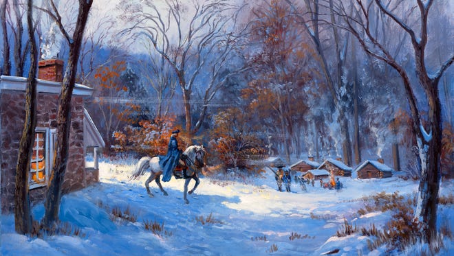 Gen. George Washington endured a harsh winter at Valley Forge with his troops in 1777.