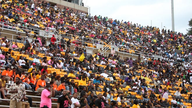 Grambling Tigers play Alcorn State during a football game Saturday at Eddie Robinson Stadium Saturday, Oct. 11, 2014. The Tigers won the game 28-21.
