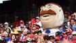 June 29: Washington Nationals mascot Teddy sits in