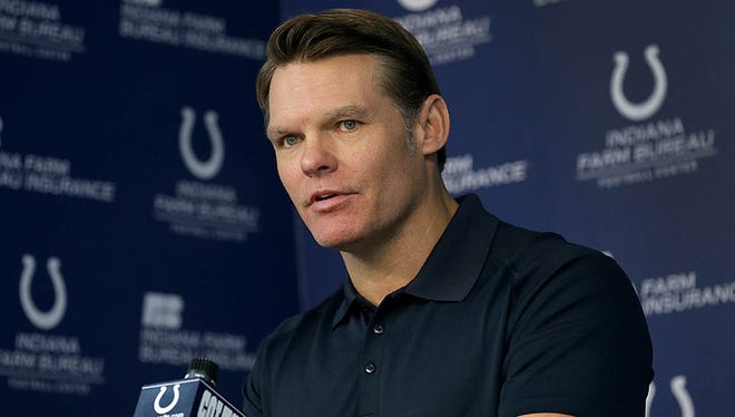 Indianapolis Colts general manager Chris Ballard talks to the media during his pre-draft press conference Wednesday, April 19, 2017, afternoon at the Colts complex on West 56th Street.