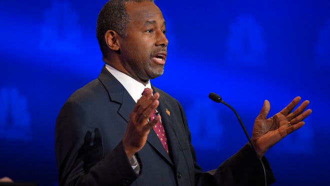 Republican presidential candidate, retired neurosurgeon Ben Carson speaks during the CNBC Republican presidential debate at the University of Colorado, Wednesday, Oct. 28, 2015, in Boulder, Colo.