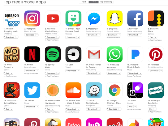 On Apple's top-downloaded apps chart, only 6 of the